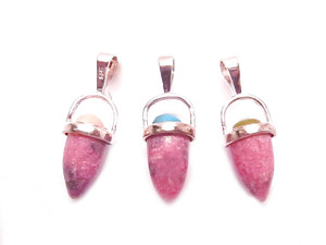 925 Sterling Silver 30mm Rhodonite Pendant [y800d]