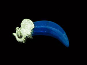 40mm Silver Plated Elephant Pendant With Lapis Howlite Tusk [y741a]