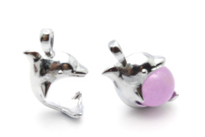 25mm Jumping Dolphin Pendant With 12mm Sky Quartz Ball [y745-b6]