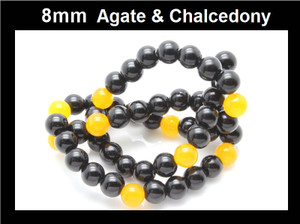 8mm Agate & Chalcedony Round Beads 15.5" dyed [8x12]