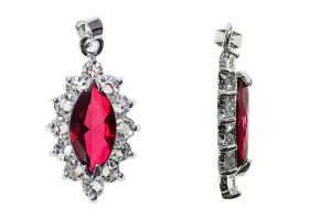 17x30mm Siam Ruby Red Marquise Rhinestone Pendant [y104g]