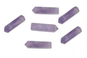 4x20mm Natural Amethyst Hexagon Healing Crystal point Pendant Part 2pcs. [y839a]