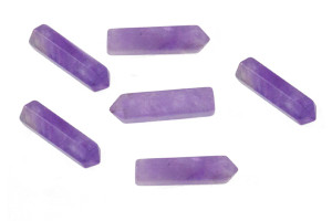 4x20mm Natural Dark Amethyst Hexagon Healing Crystal point Pendant Part 2pcs. [y839b]