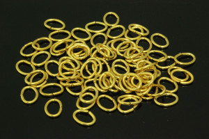 6x8mm Copper Gold Plated Oval Open Jump Ring 20ps. [y327c]
