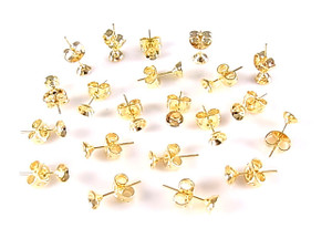 5mm 14K Gold Plated Cup Earstud & Earnut 10pcs. [y654a]