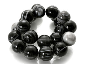 10mm Black Banded Agate Round Beads 15.5" natural [10f26]