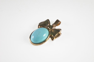 925 Sterling Silver Gold Plated 18x24mm Natural Arizona Turquoise Pendant [e2254]