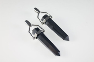 925 Sterling Silver 18x38mm Black Agate Pendant [e2247]