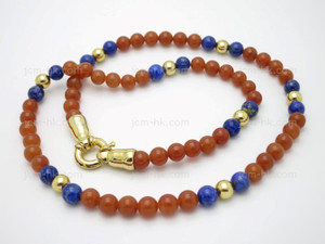 6mm Red Aventurine, Lapis Howlite Necklace 18" & 14k Gold Plated Clasp [e3126]