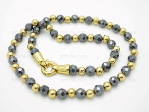 8mm Hematite Necklace 18" & 14k Gold Plated Clasp [e3130]