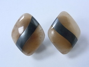 22x28mm Agate & Hematite Clip Earring [e1530]