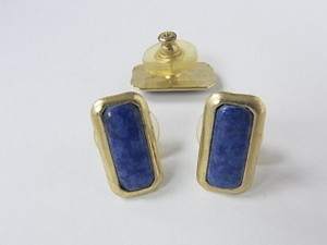 10x18mm Lapis Lazuli Oblong Post Earring [e258]