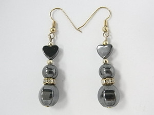 35mm Hematite Earring With Cubic Zircon [e1590]