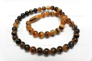 8mm Amber & Buffalo Horn Necklace 16" [z7572]