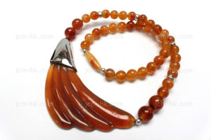 90x32mm Amber Horn Necklace 18" with 925 Silver [z7526]