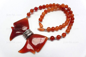 78x55mm Amber Horn Necklace 18" with 925 Silver [z7555]