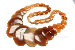20x15mm-50x35mm Amber Horn Necklace 18" [z7887]