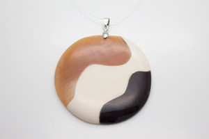 62mm Buffalo Bone & Amber & Buffalo Horn Designer Bead Pendant [z5153]