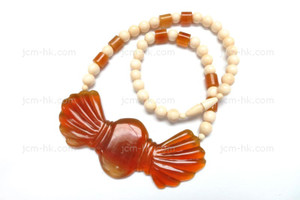 96x36mm Amber Horn & Buffalo Bone Necklace 18" [z7476]