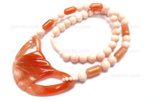 25x10mm Amber Honr & Buffalo Bone Necklace 18" [z7490]
