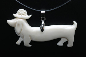 65x35mm Buffalo Bone Dog Designer Bead Pendant [z5488]