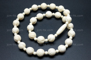 10mm Buffalo Bone Rope Beads Necklace 18" [z7622]