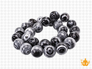 10mm Black Lace Malachite Round Beads 15.5" synthetic [10r49k]