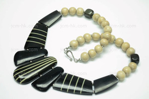 136x5mm Buffalo Bone & Stone Necklace 18" [z7610]