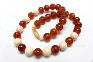 12mm Amber Horn & Buffalo Bone Necklace 18" [z7494]