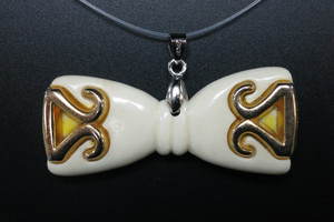 58x25mm Buffalo Bone Designer Designer Bead Pendant with Brass Setting [z5459]