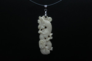 22x65mm Buffalo Bone Dragon Designer Bead Pendant [z5463]
