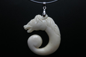 42x46mm Buffalo Bone Horse Designer Bead Pendant [z5626]