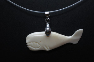 40x15mm Buffalo Bone Whale Designer Bead Pendant [z5575]
