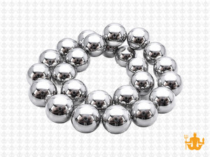 10mm Hematite Silver Round Beads 15.5" coated [10a21s]