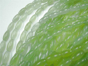 6x12mm New Jade Puff Oval Beads 15.5" natural [r7a2]