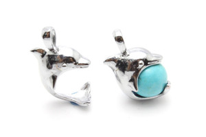 25mm Jumping Dolphin Pendant With 12mm Turquiose Howlite Ball [y745-d21]