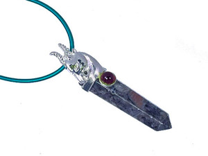 925 Sterling Silver 45mm Fossil Jasper Healing Crystal Point Pendant [y739-b37]