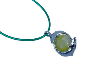 25mm Twin Dolphin Pendant With 12mm Nephrite Ball [y744-a18]