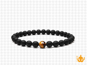 4mm Onyx Obsidian Elastic Bracelet 7.5" [b1b65c]