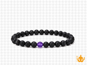 4mm Onyx Obsidian Elastic Bracelet 7.5" [b1b65p]