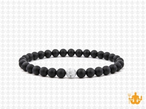 4mm Onyx Obsidian Elastic Bracelet 7.5" [b1b65w]