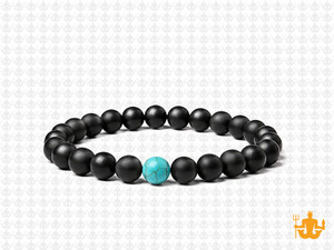 6mm Onyx Obsidian Elastic Bracelet 7.5" [b2b65b]
