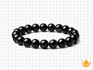 8mm Onyx Obsidian Elastic Bracelet 7.5" [b3b65]