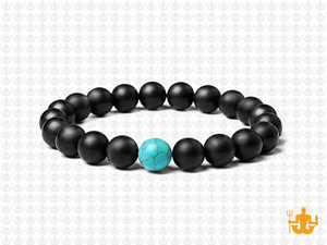 8mm Onyx Obsidian Elastic Bracelet 7.5" [b3b65b]