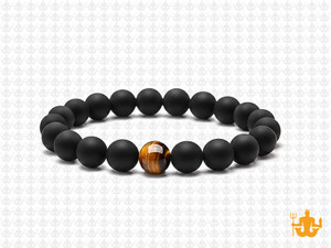 8mm Onyx Obsidian Elastic Bracelet 7.5" [b3b65c]