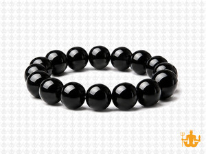 10mm Onyx Obsidian Elastic Bracelet 7.5" [b4b65]