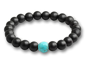 10mm Onyx Obsidian Elastic Bracelet 7.5" [b4b65b]