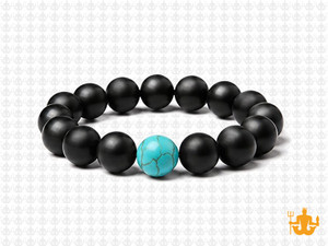 10mm Onyx Obsidian Elastic Bracelet 7.5" [b4b65b]