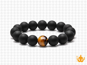 10mm Onyx Obsidian Elastic Bracelet 7.5" [b4b65c]