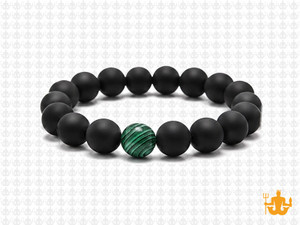 10mm Onyx Obsidian Elastic Bracelet 7.5" [b4b65g]